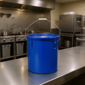 Seau à graisse pour friteuse commerciale, 6 gallons, en acier au carbone, anti-rouille, avec couvercle, clips de verrouillage, sac filtrant pour l'élimination de l'huile chaude - Product Image 2