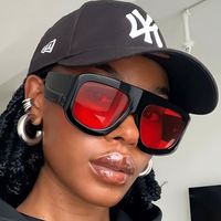 Lunettes de soleil surdimensionnées carrées épaisses rétro Style Vintage rose PC UV400 lunettes de soleil lentille à la mode marque de luxe lunettes femmes