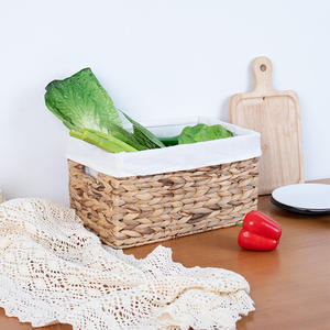 ตะกร้าเก็บของสานมือจากผักตบชวา รูปทรงสี่เหลี่ยมผืนผ้า สำหรับใส่อาหาร ของใช้ในบ้าน ของจิปาถะ งานฝีมือ - Product Image 1