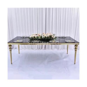 Meubles de banquet de bonne qualité, hôtel, tables ovales décoratives en acier inoxydable noir miroir pour les salles de réception - Product Image 1