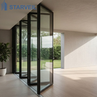 Porte accordéon moderne pour balcon, design extérieur en alliage d'aluminium et verre, portes pliantes pour patio, pour entrée et usage en villa