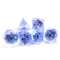 Jeu de dés D & D en résine œil de dragon bleu de 7 pièces à bord souple polyédrique pour les joueurs de donjons et de dragons