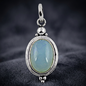 Art Palace Tibetan Silver <b>Opal</b> Solitaire <b>Pendant</b> Classic Bezel Setting Unisex Gift Jewelry - Product Image 1