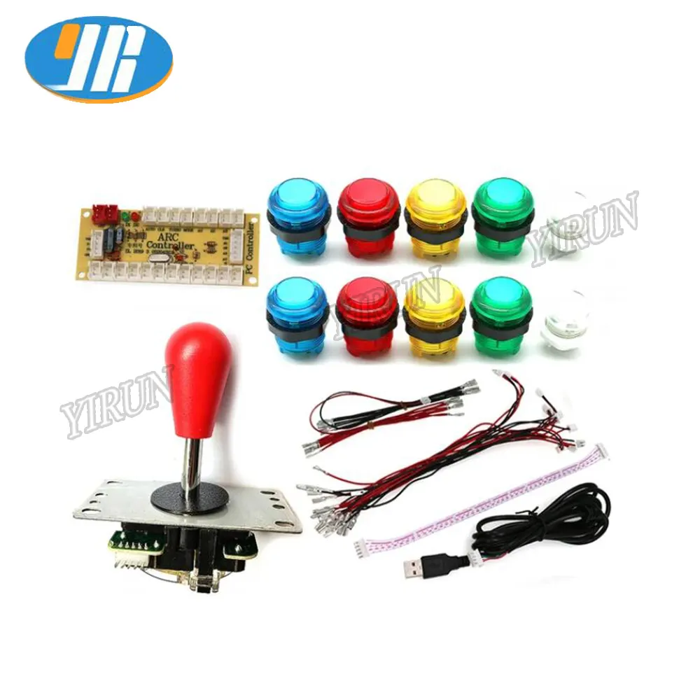 1player Arcade Game DIY Parts kit for PC and Raspberry Pi 1/2/3 with Retro Pie 5Pin Joystick + 5V LED Arcade Push Button