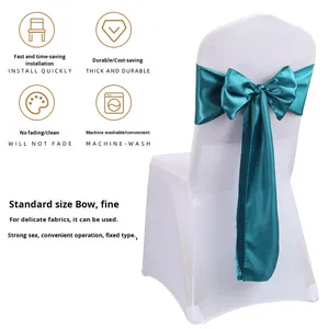 Penutup Kursi Hotel untuk Pesta Pernikahan, Hiasan Bunga, Pita, Satin Sash, Anti Debu, Dapat Dicuci dengan Tangan - Product Image 3