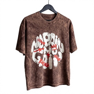 Custom Mens <b>Vintage</b> Washed <b>Graphic</b> T Shirt Oversized Streetwear Abstract Letter Print Short Sleeve Crew Neck Cotton Casual <b>Tee</b> - Product Image 1