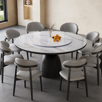 Runder Schiefertisch Runder Massivholz-Esstisch und Stuhl-Set Modern Einfach für den Hausgebrauch mit Drehplatte Kleiner Runder Esstisch