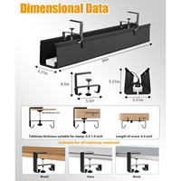 Organisateur de câbles en tissu D5700 pour table, sans perçage, plateau de gestion des câbles sous le bureau pour le bureau et la maison