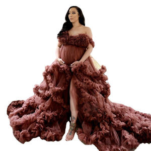 For Foreign Trade Maternity Off-Shoulder 100% Cotton Floor-Length Crystal Evening <strong>Wedding</strong> <strong>Dress</strong> Bride Tulle <strong>Pregnancy</strong> <strong>Dress</strong> - Product Image 5