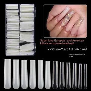 Più unghie rettangolari europee americane unghie finte completamente incollate trapezoidali Manicure testa quadrata unghie trasparenti