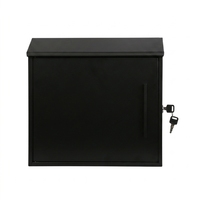 Boîte aux lettres murale en métal pour usage commercial, style urbain moderne, antivol, durable, étanche, en acier galvanisé noir avec revêtement en poudre