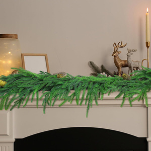 Guirlande artificielle de cyprès et de pin, 100-200 cm, à suspendre au mur, plante verte en plastique, décoration de Noël pour la maison - Product Image 1