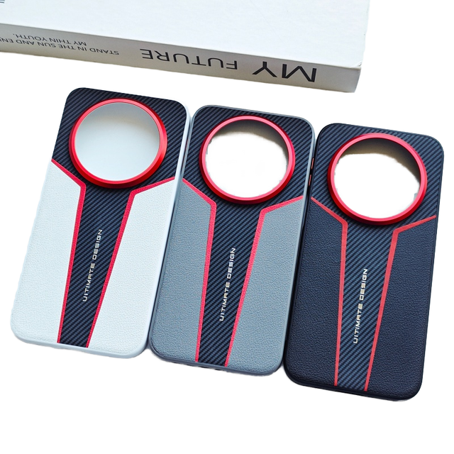 Luxury Carbon Fiber Texture Matte PU Leather Metal Lens Shockproof Case for Mate 80 Pro Max / 80 Pro 80