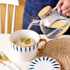 Cuenco japonés para fideos instantáneos, cuencos de arroz para horno, taza de leche para el <span class=keywords><strong>desayuno</strong></span>, resistente al calor, con mango de tapa, 40oz - Product Image 6