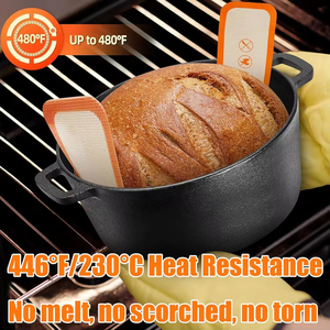 Factory OEM Non-Stick Reusable <b>Baking</b> Supplies <b>Silicone</b> <b>Baking</b> Mat <b>Silicone</b> Bread Sling with Long Handles for Dutch Oven - Product Image 5