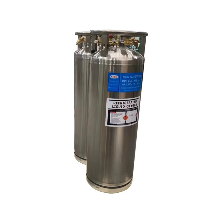Tabung Dewar oksigen cair tabung tekanan Cryogenic Lox untuk pengisian silinder Gas