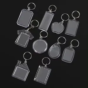Cross Border Promotion High Quality Decorative Keychain Blank Photo Frame Multi Shape Acrylic Key Chain