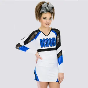 Nieuwste Gratis Ontwerp Gesublimeerd All Star Cheerleading Outfit Uniform Lange Mouwen Custom Cheerleading Praktijk Slijtage