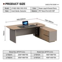 Bureau de direction en forme de L, ergonomique, en bois massif, moderne, luxueux, pour PDG, directeur général, patron.