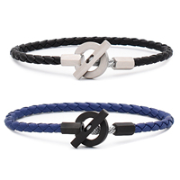 Bracelet en cuir tressé véritable 4 mm pour homme et femme, avec fermoir en acier inoxydable, bracelets personnalisés