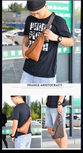 Cross-border New <b>Men's</b> <b>Shoulder</b> Chest <b>Bag</b> Fashion Casual Trendy <b>Men's</b> Retro the Shape of a Saddle <b>Men</b> Leather Chest <b>Bag</b> - Product Image 6