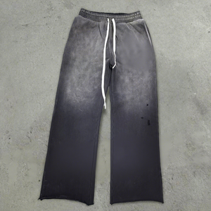 Pantalones Deportivos Personalizados de Fabricante, Pantalones de Chándal Estilo Urbano, Desgastados por el Sol, Corte y Dobladillo Deshilachados, Pantalones Deportivos de Doble Capa para Hombre - Product Image 1