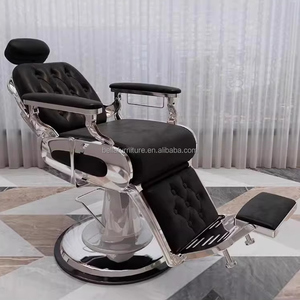 Silla de peluquería Retro de gama alta para hombres, silla de cabeza de aceite reclinable de diseño moderno para uso en salón de belleza hecha de Metal - Product Image 2