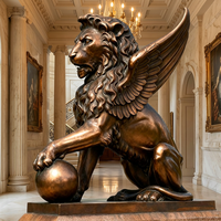Statue de Musée Classique en Bronze - Sculpture Figurative Coulée à la Cire Perdus, Sculpture de Lion en Bronze