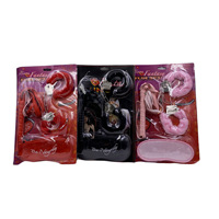 Kit de bondage sexuel pour couple, 3 pièces, noir, rouge, rose, avec bandeau pour les yeux, fouet et menottes, jouet sexy pour jeu érotique et fête