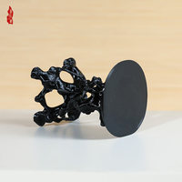 Support de fleurs en résine de style chinois moderne, base irrégulière, motif grain de bois, ornements en plastique imitation jade