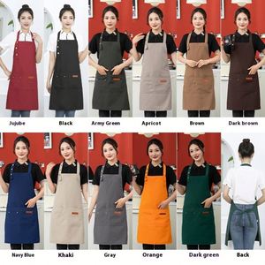 Tabliers de cuisine noirs vierges en coton et polyester, imperméables et lavables, sans manches, pour hommes et femmes, avec logo personnalisé, pour restaurants - Vente en gros - Product Image 4