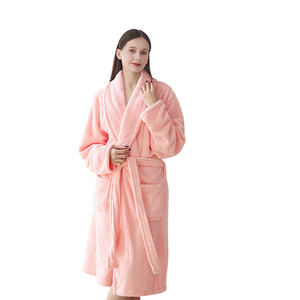 Albornoz Súper Suave y Cálido, Toalla de Tela de Terry de Lana Coral, Bata de Spa para Hotel, Bata de Color con Logotipo Personalizado, Albornoz Largo de Gran Tamaño para Hombre y Mujer - Product Image 3