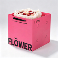 Sac carré à fleurs tendance, sac à main pour bouquet floral, sac en papier DIY, emballage de fleurs en carton imperméable, fabricant en gros