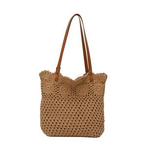 Nouveau sac de plage pour femmes, petit sac à bandoulière en paille tressée avec fermeture éclair, fait à la main, creux, pour les vacances - Product Image 6