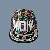 Gorra Snapback Hip Hop de Visera Plana con Logotipo Bordado 3D Personalizado, Estampado Abstracto a Todo Color, Unisex, 6 Paneles, Estilo Casual Urbano, Béisbol, con Puntos