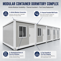 Dormoir modulaire en acier de 20 pieds avec 2 chambres et cuisine pour logement de chantier de construction routière – Maison conteneur préfabriquée modulaire