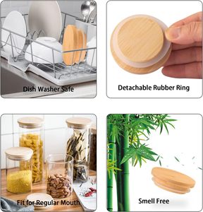 Couvercles en bambou personnalisés pour pots de yaourt avec anneaux en silicone - jetables et écologiques, ouverture facile, fermeture hermétique - Product Image 5