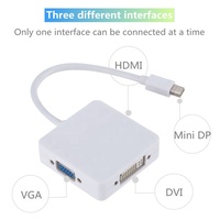 Adaptador de cable Mini-DP Mini DP Thunderbolt a HDMI/DVI/VGA Adaptador 3 en 1 Mini DP a HDMI DVI VGA