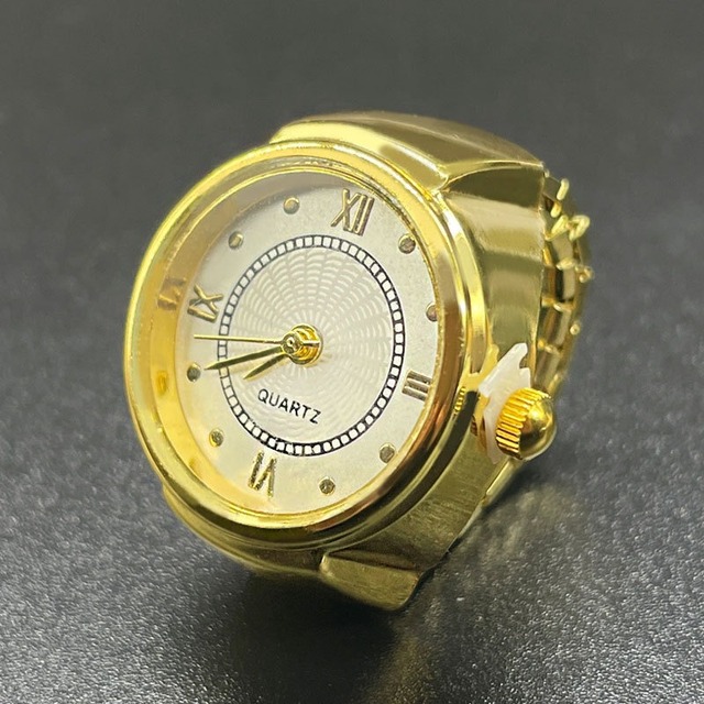 Custom Logo Men Women Finger Watch Stretchy Band Elastic Round Simple Dial Quartz Ring Watches for Valentine's Day