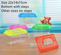 Vente en gros de grands, moyens et petits aquariums en plastique pour petits poissons rouges, boîte de transport portable pour animaux de compagnie, boîte de transport et d'élevage pour hamsters rampants