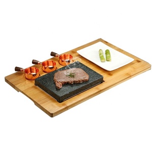Piatto di <span class=keywords><strong>pietra</strong></span> di bistecca di Lava calda griglia da tavolo Lava Rock al coperto BBQ Hibachi grigliare <span class=keywords><strong>pietra</strong></span> w contorni in ceramica e piatto di bambù - Product Image 1
