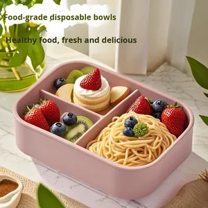 Food-Grade Silicone Bento Storage <b>Box</b> Three <b>Compartments</b> Microwave Heating <b>Compartment</b> <b>Lunch</b> Bowl Student-friendly <b>Lunch</b> <b>Box</b> - Product Image 3