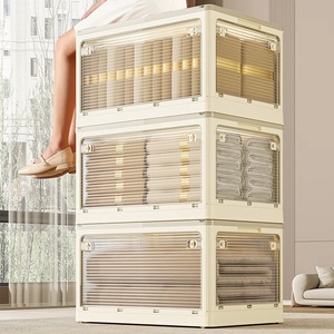 Boîte de rangement pliable transparente en plastique à 5 portes pour vêtements et livres - Product Image 4