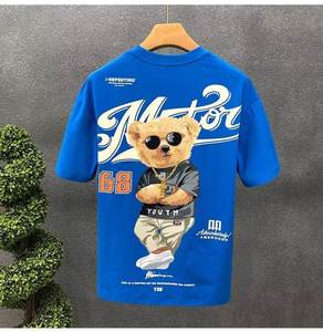 T-shirt a maniche corte con piccolo orso Cool per uomo di fascia alta marchio di <span class=keywords><strong>moda</strong></span> ampia girocollo <span class=keywords><strong>moda</strong></span> giovane stampa Underlay - Product Image 4