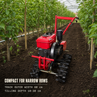 محراث زراعي 180E/9HP بمحرك ديزل مبرد بالماء، جرار مجنزر بسلسلة مزدوجة، آلة حرث وزراعة القمح