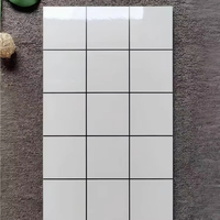 Carrelage en céramique à motif quadrillé contemporain 300x600mm, finition mate, résistant à l'usure, blanc et noir, pour sol intérieur, garantie 3 ans