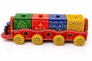 Juego de Caja de Regalo de Tren de Madera Pintado a Mano con 4 Cajas Extraíbles Coloridas para Decoraciones Navideñas - Product Image 4