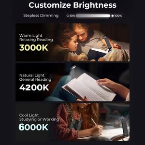 Lampe de lecture portable 2024 avec 5 niveaux de luminosité, lampe de bureau LED pour la lecture, protection des yeux, à clipser sur un livre - Product Image 5