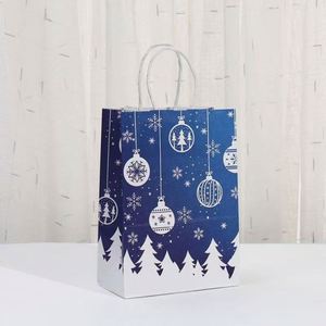 Bolsas de Regalo Navideñas Modernas y Ecológicas Personalizadas, Papel Kraft Reciclado, Impresión Digital, Azul Festivo, Marcas Sostenibles al por Mayor - Product Image 6