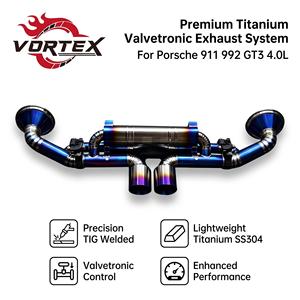 Ensemble d'échappement à soupapes Vortex Gradient Blue Titanium avec doubles embouts centraux pour Porsche 911 992 GT3 4.0L 2022-2025 Commande en gros - Product Image 1